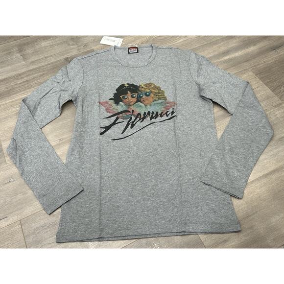 NWT FIORUCCI Classic Angels Gray Long Sleeve T-Shirt Tee Cherub Size XL - Picture 1 of 9